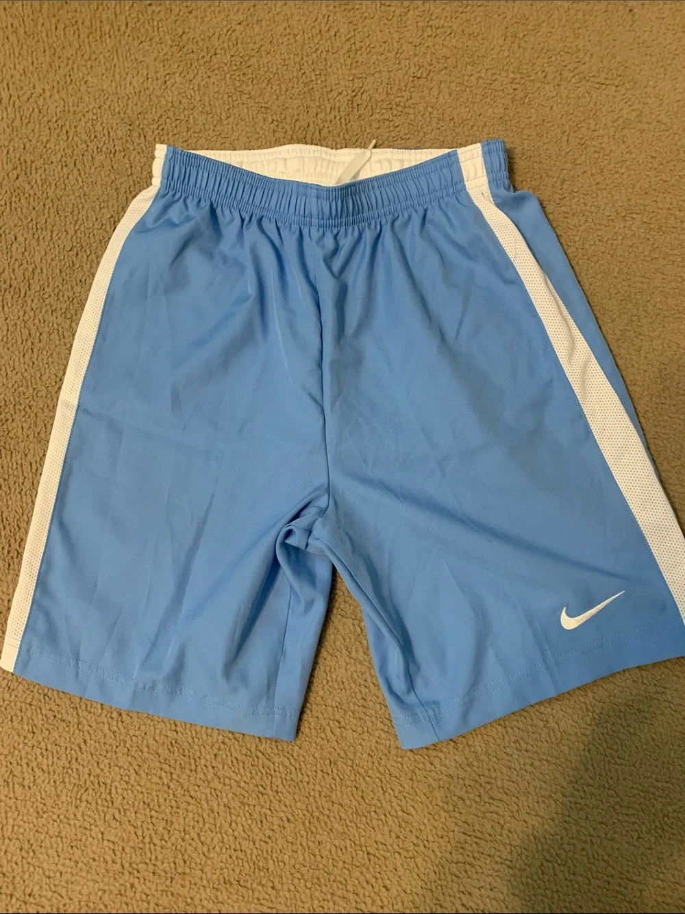 Nike Youth Sky Blue Athletic Shorts with White Stripe